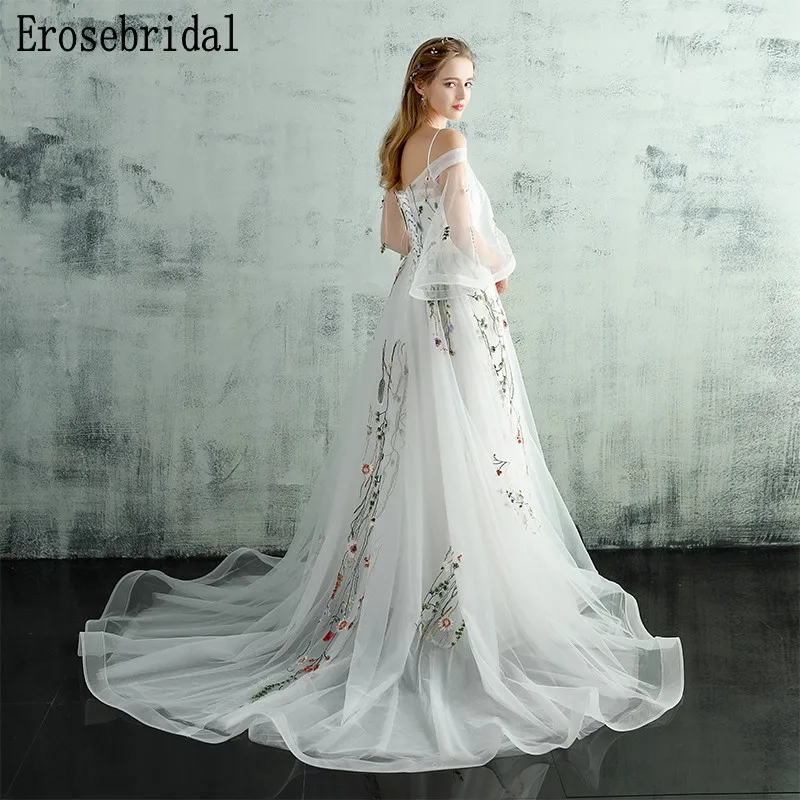 Erosebridal Новое поступление летние вечерние платья 2019 Спагетти ремень Иллюзия для