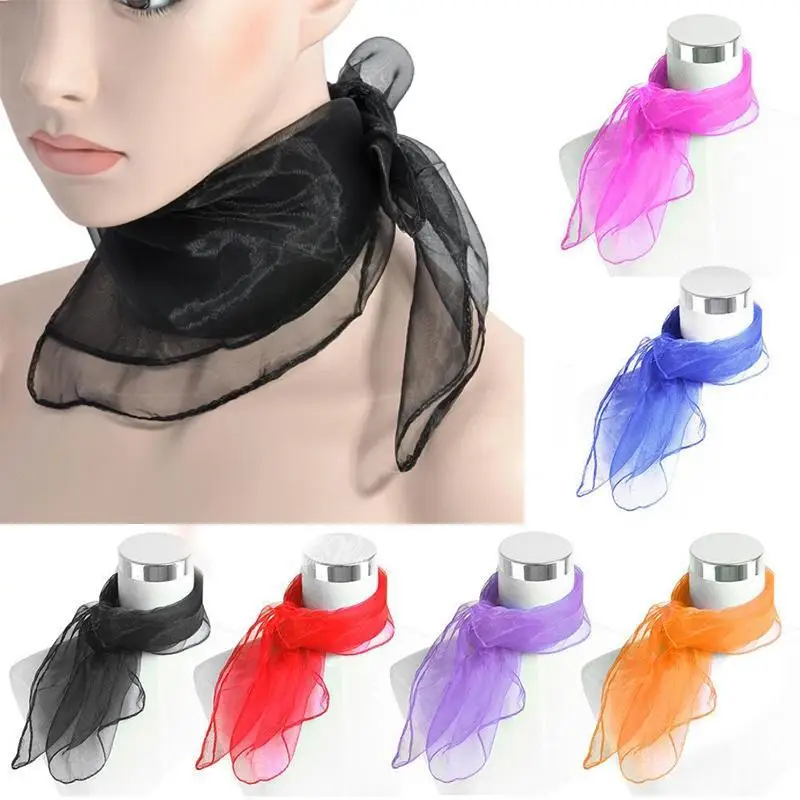 Элегантные женские Мини шарфы карамельных цветов шифоновая Шейная шаль летние