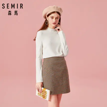 SEMIR, женский свитер,, зимние топы, водолазка, свитер для женщин, тонкий пуловер, джемпер, вязаный свитер, женская одежда - Цвет: white
