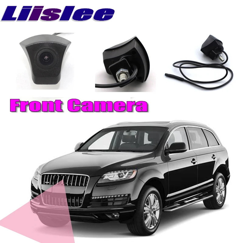 LiisLee Автомобильная фронтальная камера для Audi Q7 2005- передняя решетка CAM логотип CAM с капюшоном, сетка DIY ручное управление канал фронтальная камера