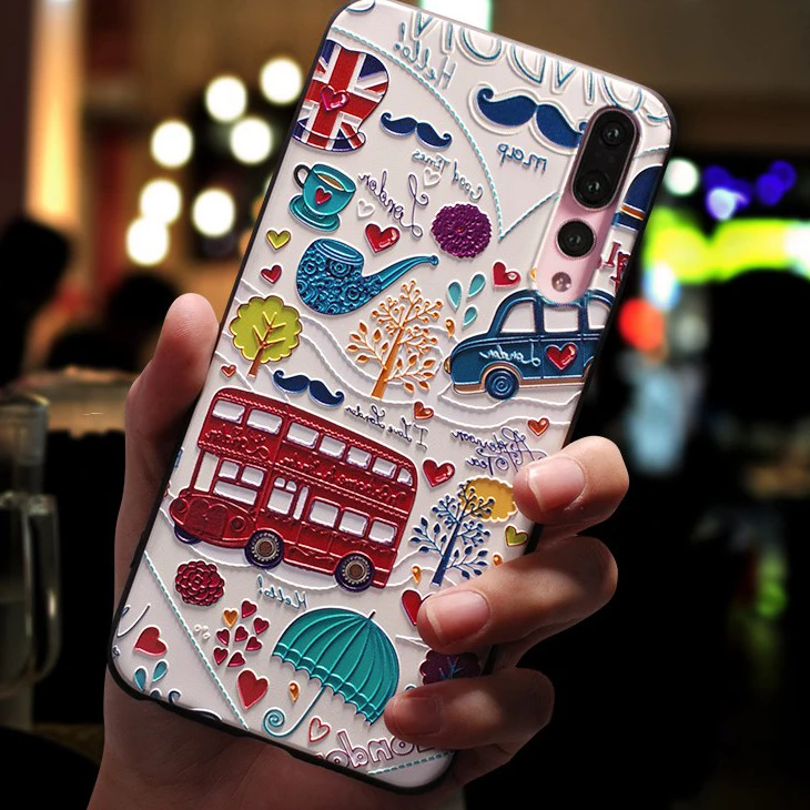 Чехол из ТПУ с 3D тисненым рельефным котом и звездами для Huawei Mate 20 P30 P20 P40 Pro Lite E P Smart