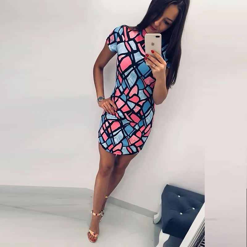 Bigsweety женское разноцветное облегающее мини-платье с коротким рукавом новое