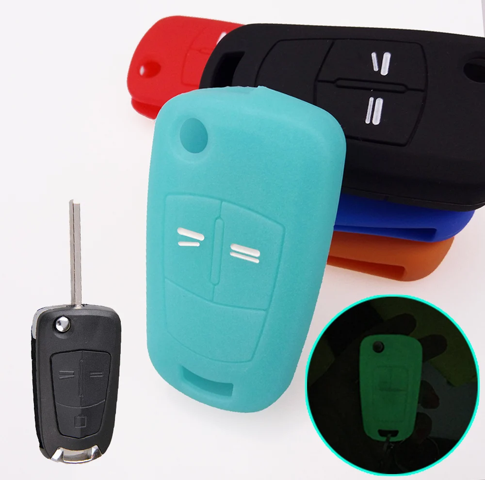 Night Glow Blue 2 кнопки силиконовый чехол для ключей подходит для Vauxhall Opel Corsa ASTRA MERIVA Vectra Zafira SIGNUM TIGRA Удаленный Флип-ФОБ чехол - Название цвета: Night Glow Blue