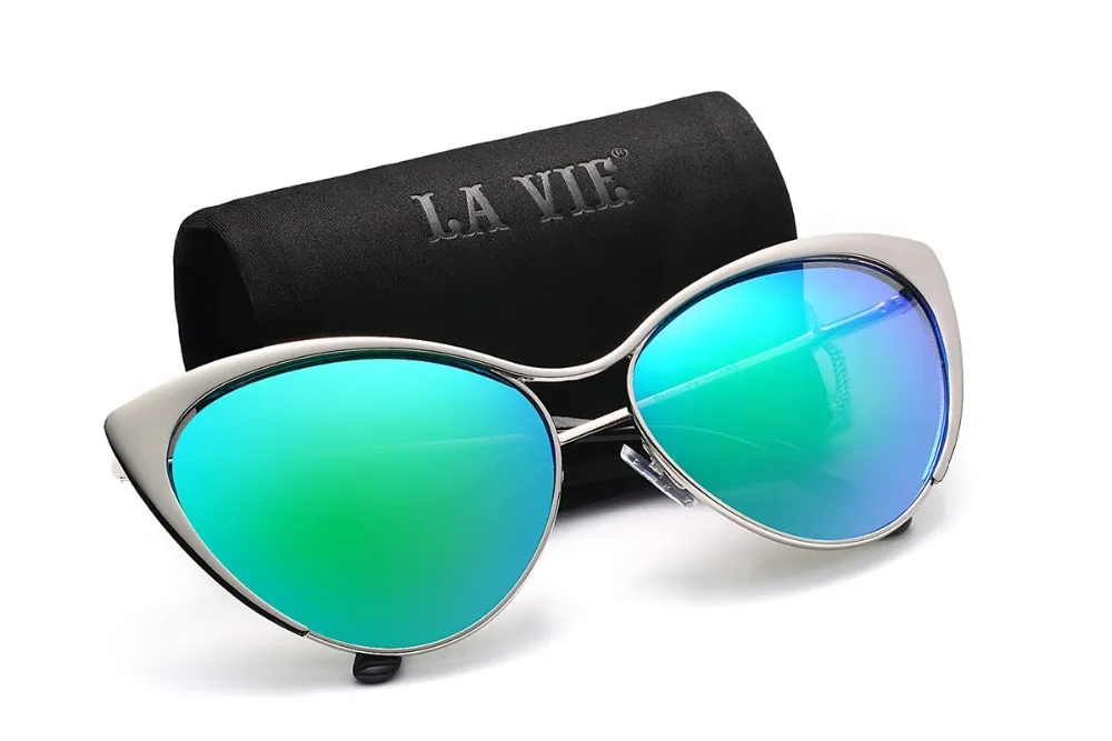 LA VIE Винтаж Кошачий глаз Солнцезащитные Очки Женщины 2017 Горячие Ретро Cat Eye Марка