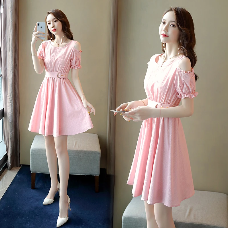 Женское платье трапециевидной формы повседневное однотонное с открытыми