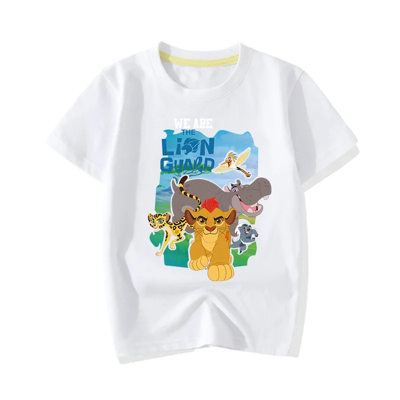 White T-shirt Детские футболки для больших мальчиков и девочек с героями мультфильма «Король Лев», одежда От 1 до 13 лет, детский летний костюм с короткими рукавами Повседневные футболки, топы, JY021 - Цвет: White T-shirt