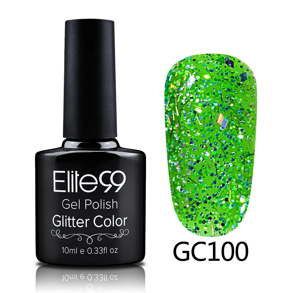 S-GC100 Elite99 10 мл Soak Off блёстки Блеск УФ гель лак Diamond для ногтей гель для ногтей с блестками красота направление Atr - Цвет: S-GC100