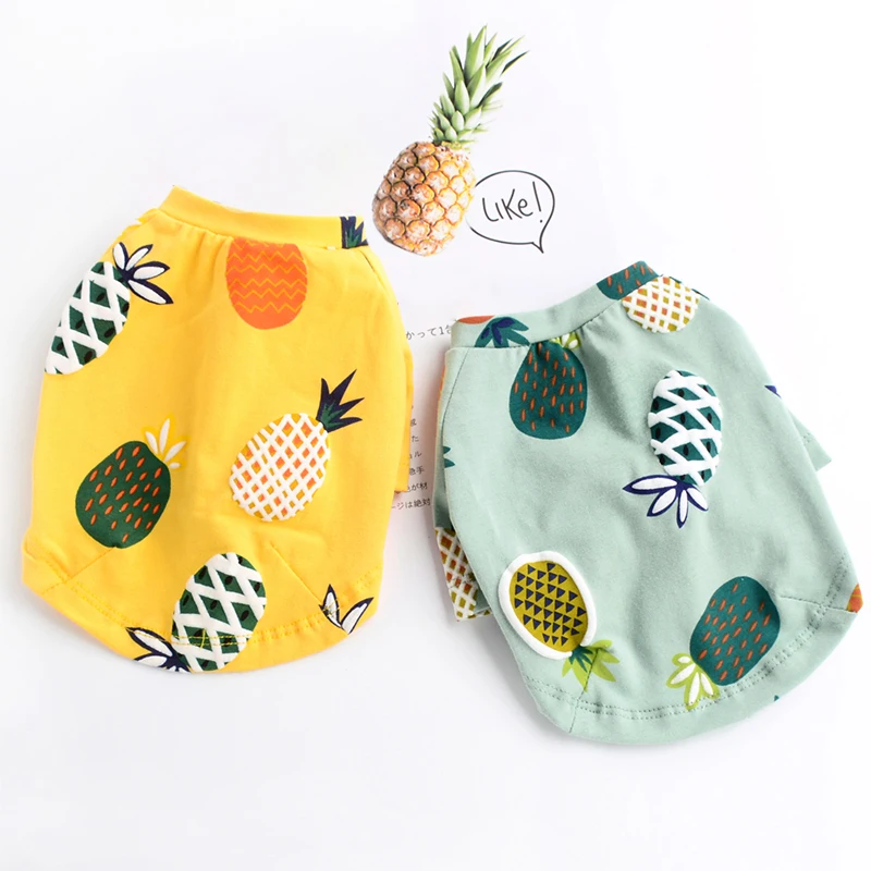 Pineapple Dog Clothes Couple Pet Clothing For Dogs Dress Spring Autumn Vest Shirt Puppy Pets | Дом и сад