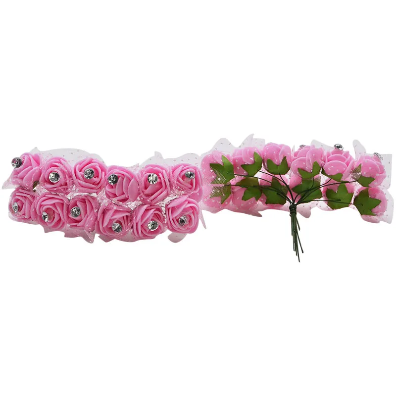 rose red 36 p Мини пена Искусственный цветок розы Букет Многоцветный Роза свадебный цветок декор Скрапбукинг с кристаллами искусственный цветок Роза - Цвет: rose red