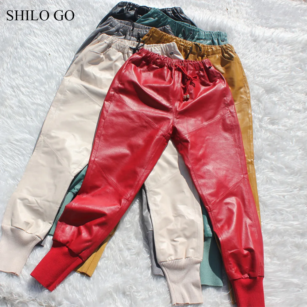 Женские кожаные брюки SHILO GO весенние модные из натуральной овечьей кожи