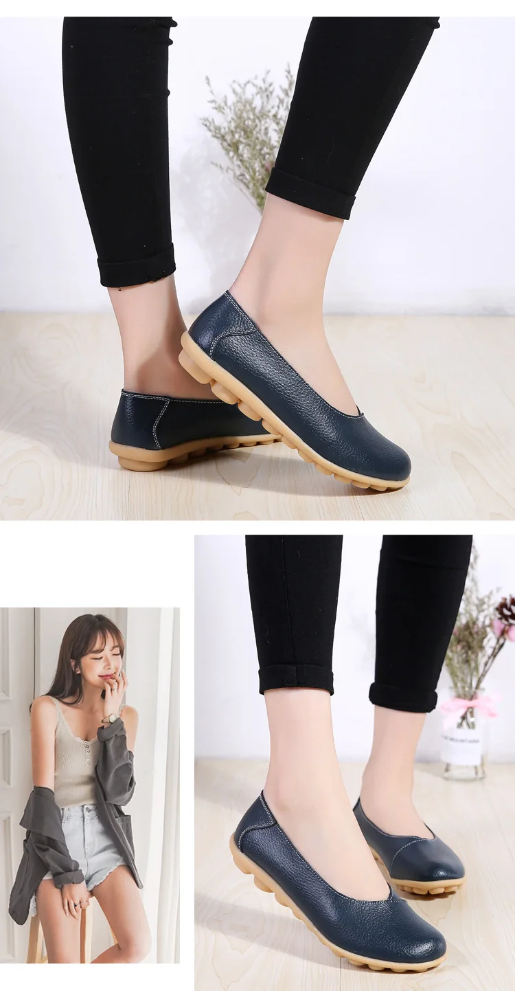 Plus size 11/12 ladies slip on loafers shoes woman trendy summer female flats white genuine leather shoes