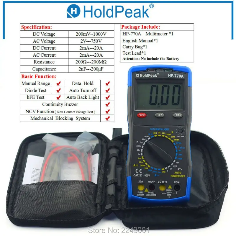 Цифровой вольтметр Multimetro с сумкой для переноски | Инструменты