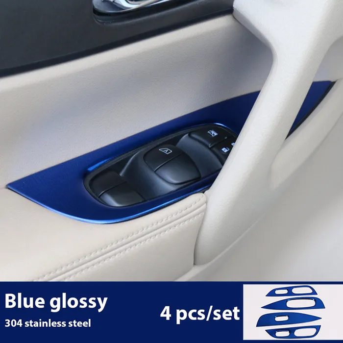 Модернизированные автомобильные аксессуары, подходят для x-trail t32 rogue, кнопки для внутреннего окна, панель управления, накладка, Стайлинг автомобиля - Название цвета: blue glossy