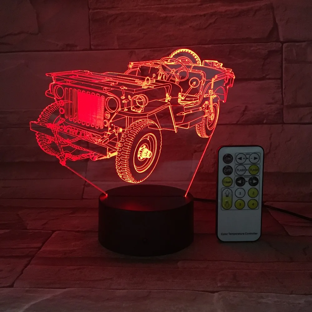 Автомобильный ночсветильник Jeep Truck 3D USB сенсорный пульт дистанционного