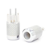 one pair transparent hifi carbon fiber rhodium plated eu mains power connector female iec plug