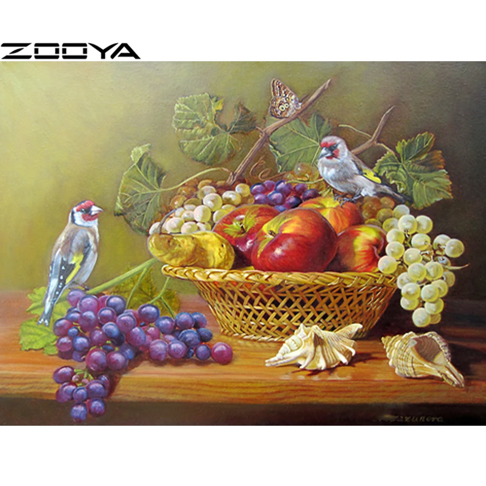

ZOOYA 5D DIY Diamond Painting Cross-Stitch Kits Diamond Embroidery Rhinestone Painting Conch Fruit Bird Mosaic Pictures R1230