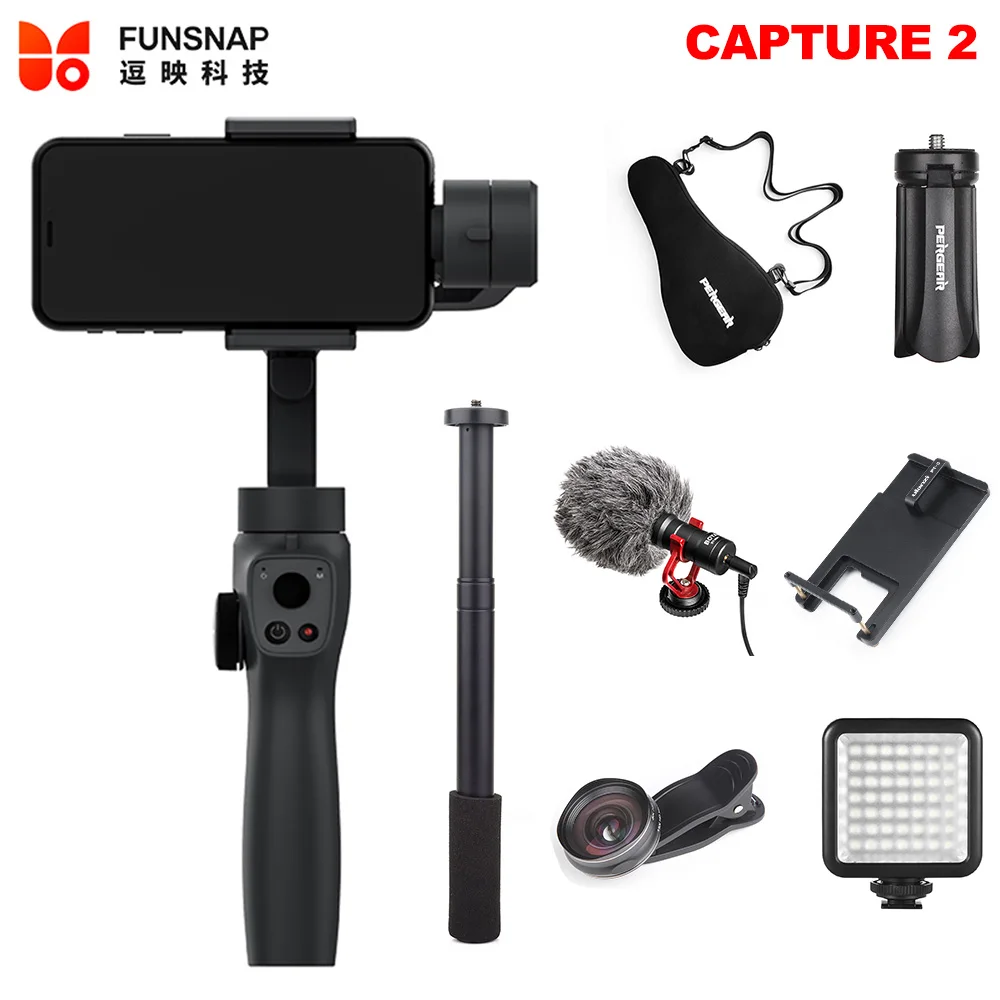 Захват funsnap 2 гидростабилизатор на шарнирном замке с 3 Осями для смартфона для iPhone XS Max XR X 8 плюс 8 Andriod Gopro iPhone 7 6 plus 5 eken Yi Action Камера - Цвет: Синий
