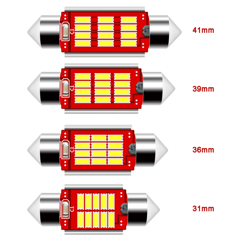 2 шт. светодиодный C5W Festoon 39mm лампы для автомобилей Подсветка регистрационного