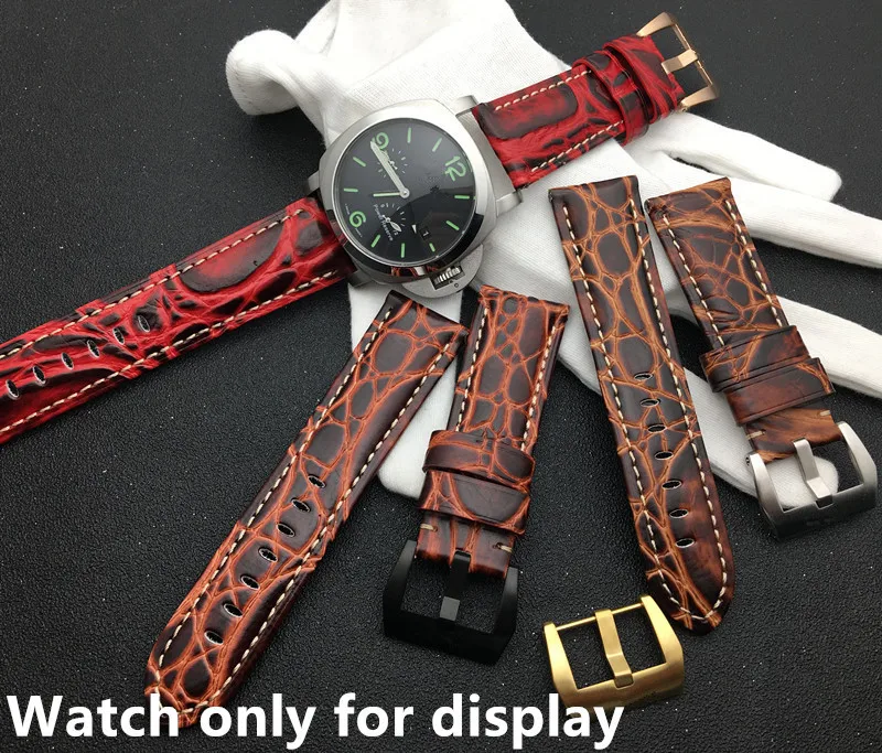 Brand quality rock grain real Genuine leather Watchband 24mm Watch Band For Panerai strap for PAM111/386/441 Buckle 44m tools | Наручные