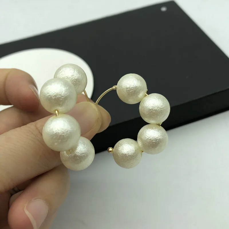 Женские серьги кольца с имитацией хлопка и жемчуга|Серьги-кольца| |