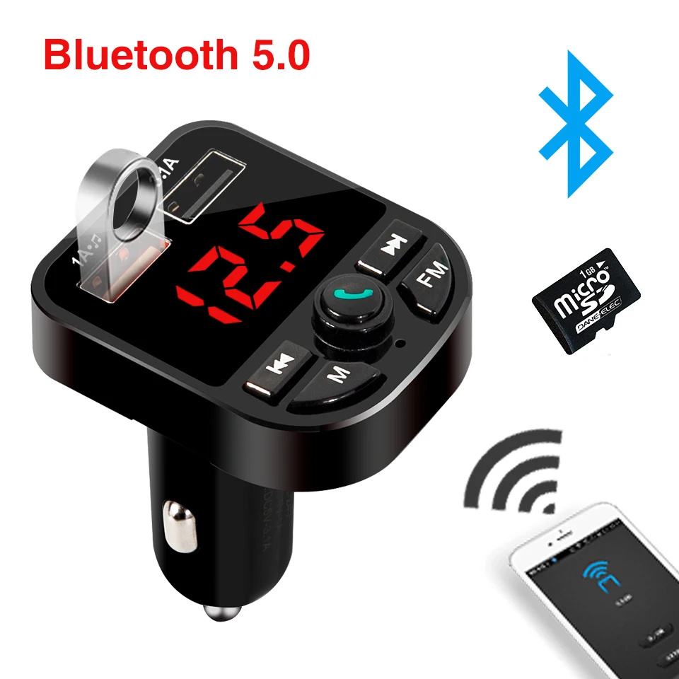 Bluetooth 5 0 MP3 плеер громкой связи беспроводной fm передатчик lcd 3.1A Зарядное