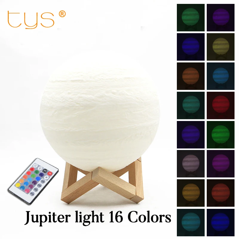 3D свет печати Юпитер лампы Красочный Луна земля Перезаряжаемые изменить