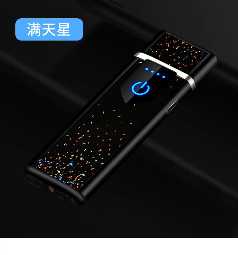 picture color Сенсорный датчик Ub зарядка Зажигалка Креативный отпечаток пальца сенсорный экран ветрозащитная индивидуальная дымовая Зажигалка ультратонкая - Цвет: picture color