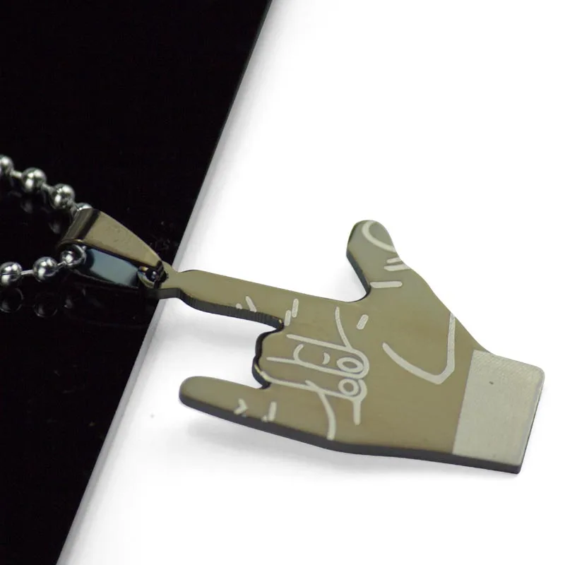 Ожерелье из нержавеющей стали с кулоном титановой черно синяя Золотая