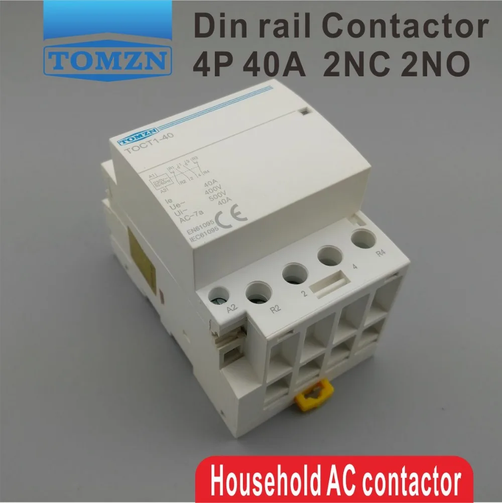 TOCT1 4P 40A 2NC 2NO 220V 400V ~ 50/60HZ din рейка бытовой ac модульный контактор|modular contactor|contactor acac