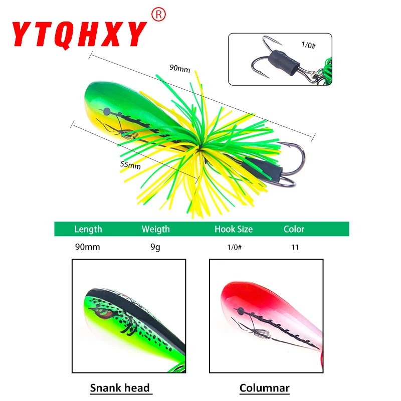YTQHXY 1 шт. поппер Лягушка рыболовная приманка 90 мм 9 г воблеры для воды Snakehead жесткая