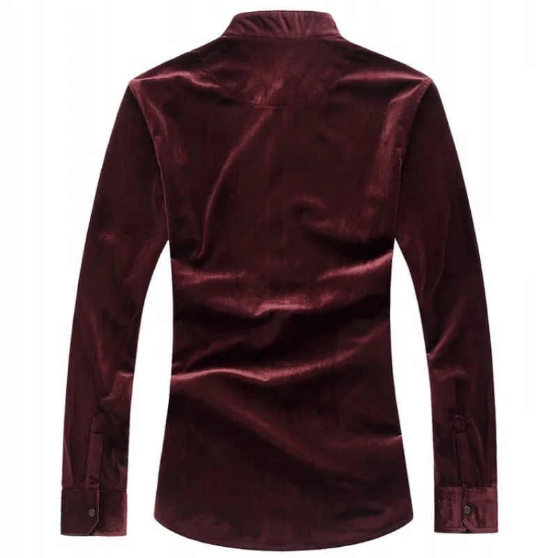 

Winter Mens Velet Casual Shirts Korean Slim Fit Stand Collar Business Shirts Long Sleeved Office Work Male Tops Large Size M-6XL