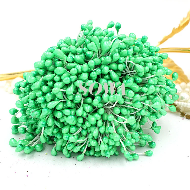 

Free shipping Wholesale 5mm double tips Light Green pearl flower pistil stamen for DIY and cake decoration(900pcs/lot)