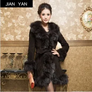 (Топ Мех животных mall) дамы реального свинья кожаные пальто куртка тонкий пояс