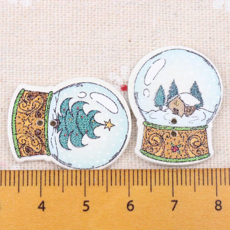 Смешанные деревянные кнопки милый Рождественский Кристальный шар декоративные