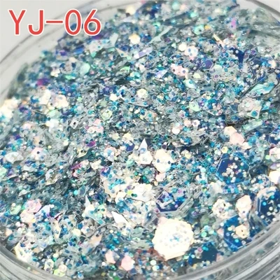 YJ06 Блестки для макияжа глаз DIY украшения для дизайна ногтей нерегулярные Стразы Блестящий Порошок Ультратонкий Блестящий бумажный стикер для ногтей дизайн 8 г - Цвет: YJ06