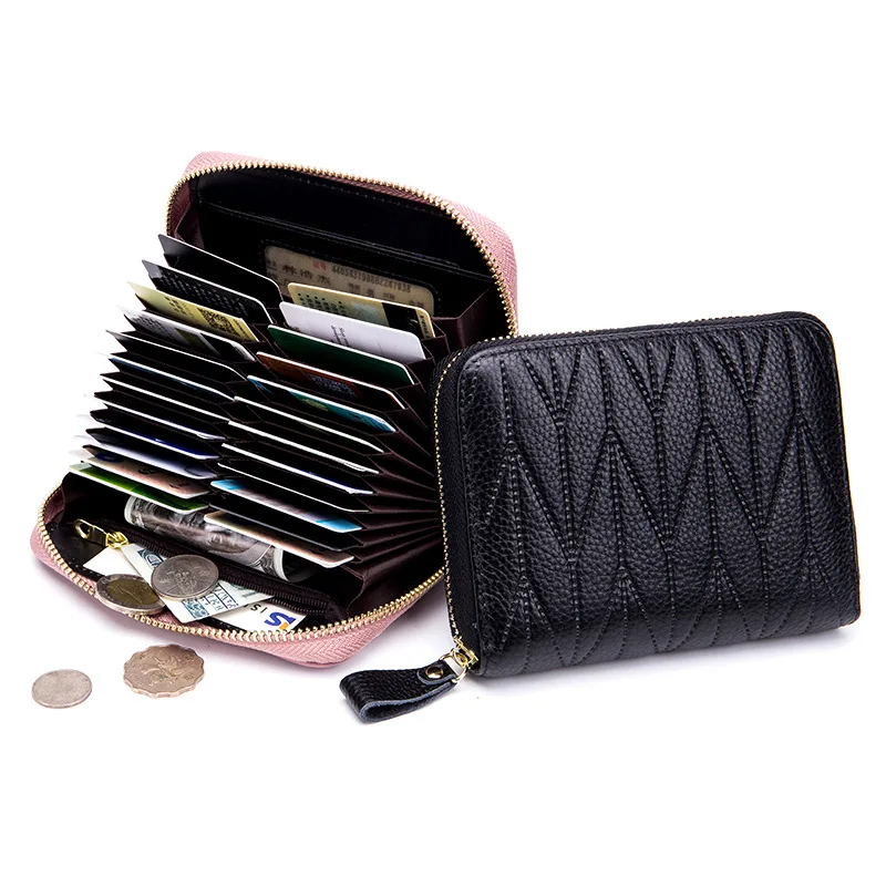 

Brand Men/Women Genuine Leather RFID Zipper Credit Card Holder Passport Travel Wallet Passport Purse Business Cards Holder New