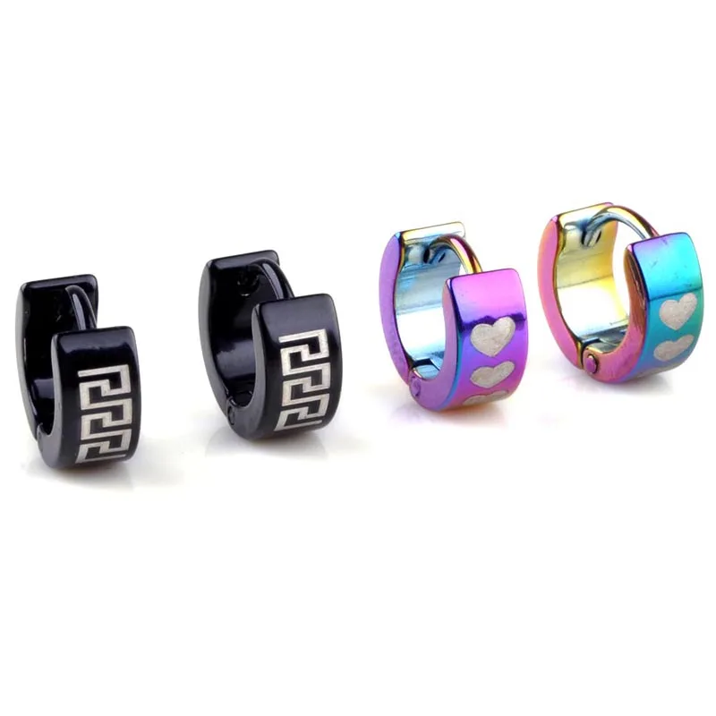 

Wholesale Lot 10 Pairs/lot Women/Men 316L Stainless Steel Hoop Earrings Unisex Stainless Steel Ear Hoop Earrings Color Random