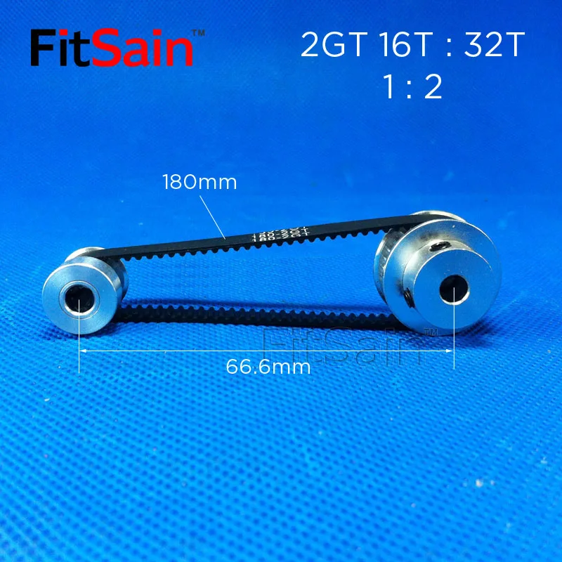 

FitSain-2GT 16T:32T 1: 2 Width 6mm aluminum alloy pulley reduction ratio drive synchronous wheel center hole 3.175/4/5/6/6.35/8