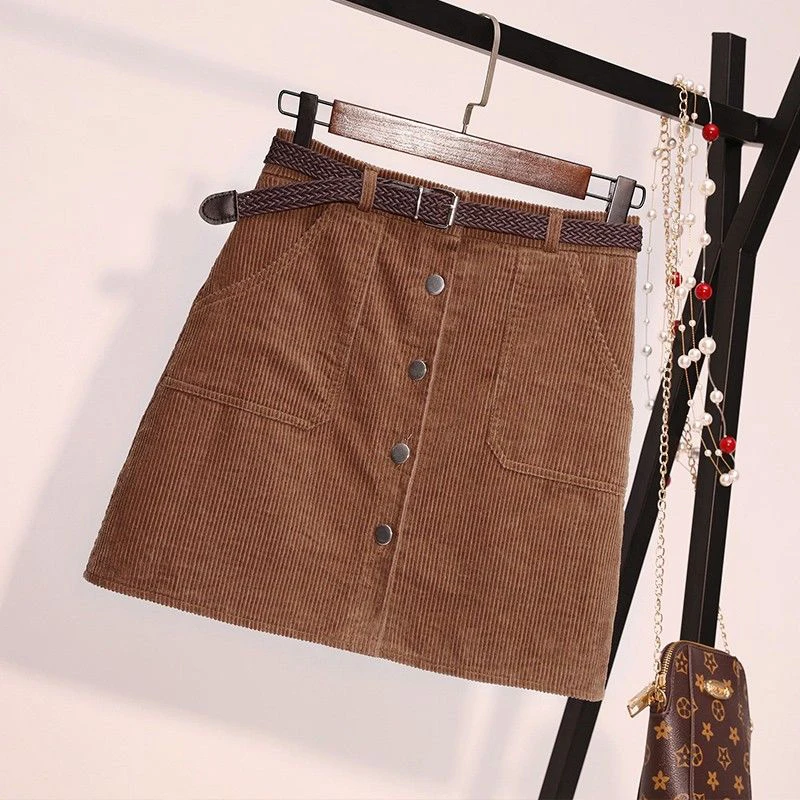 UPPIN вельветовые повседневные тонкие женские юбки-карандаш с пуговицами и