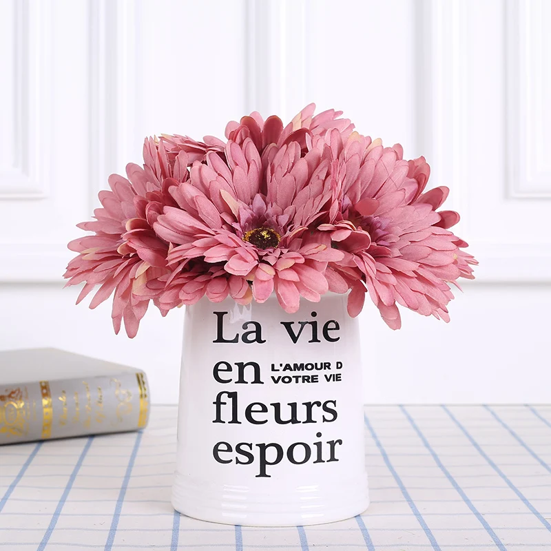 yumai 10 pcs/set Retro Gerbera Silk Artificial Flower Bundle Daisy Chrysanthemum Long Stem Flowers Bouquet for Fall Home Decor | Дом и сад