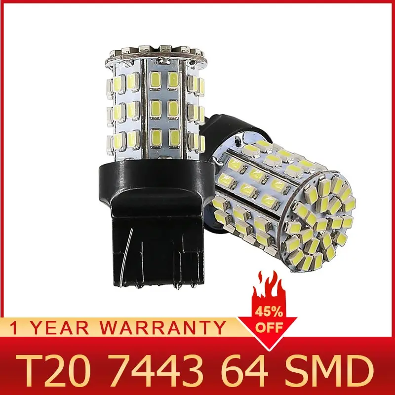 ROADOT 2X белый 6000K T20 W21W 7443 7440 светодиодный 64 SMD 1206 лампочки для автомобилей дневные