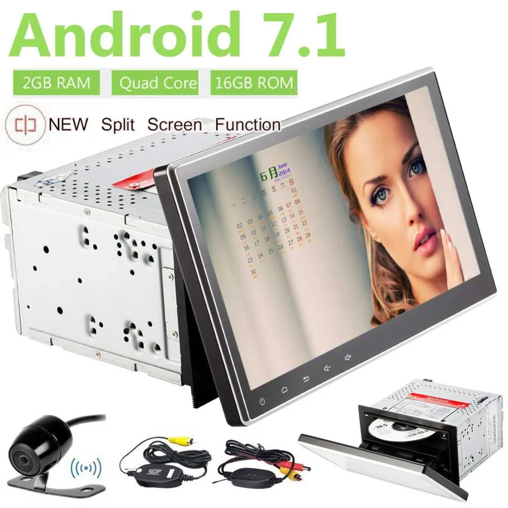 Eincar 10 1 дюймов Android 7 двойной Din автомобильный DVD стерео радио gps навигационная