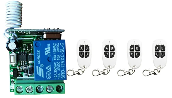 DC12V 1CH RF Беспроводной реле приемника пульты дистанционного управления и белые