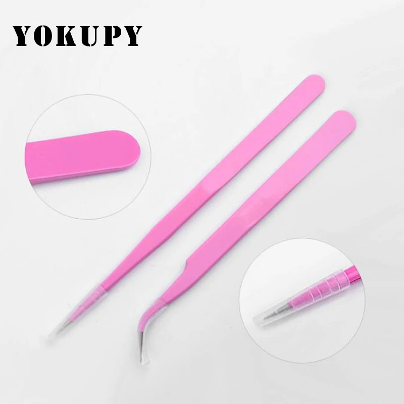 1 шт. пинцет из нержавеющей стали с прямым изогнутым изгибом розовый Eyebrown острый