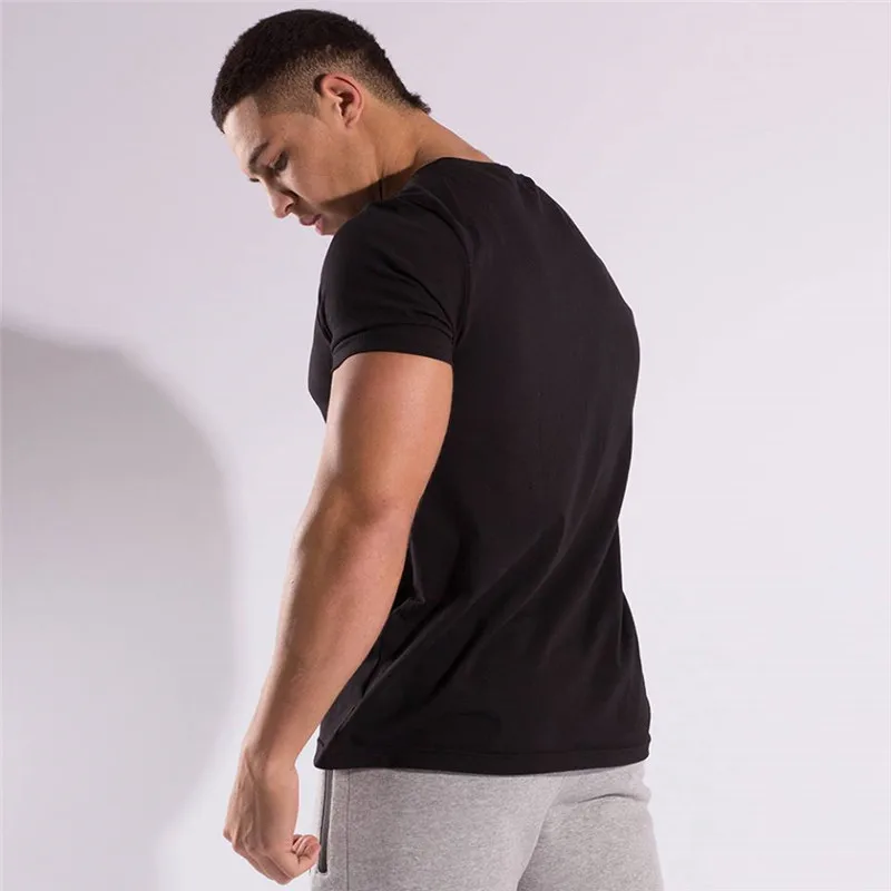 GYMAHXUN Slim Fit тройники Для мужчин печать футболки тренажерные залы хлопковая