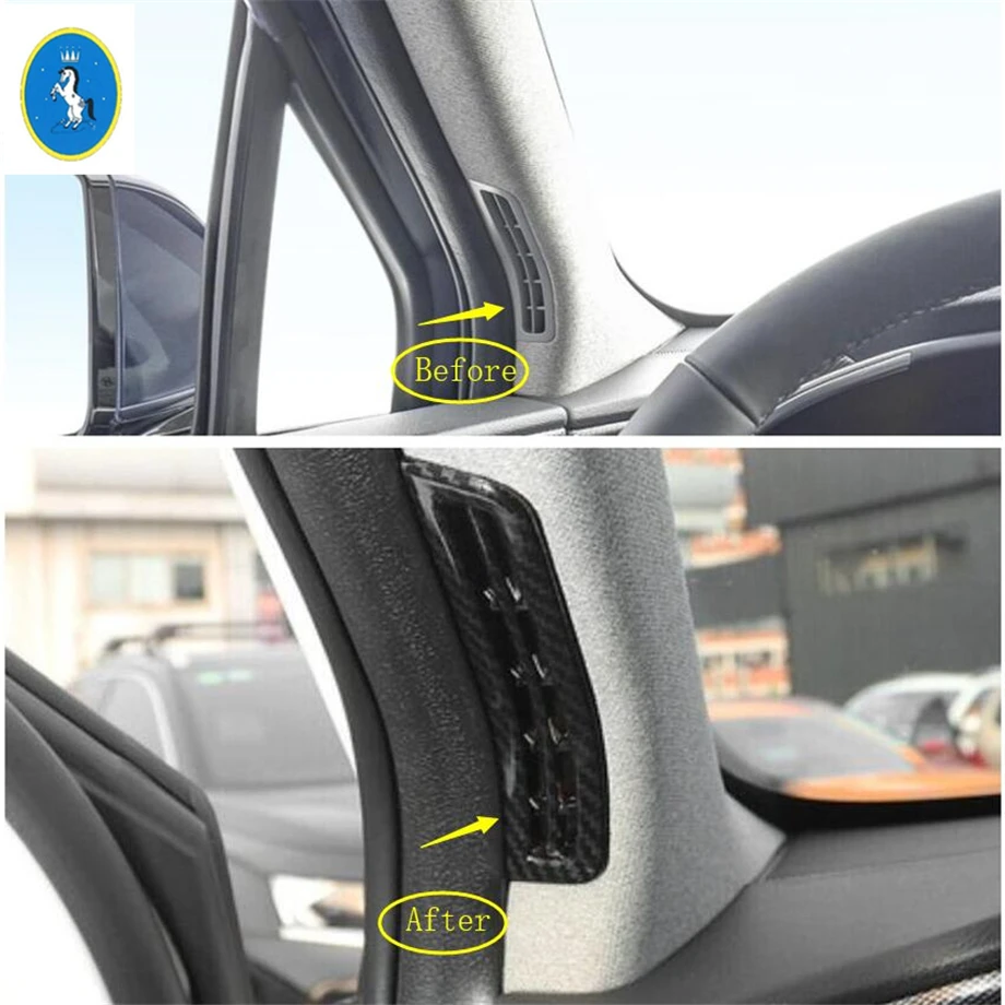 

Auto Accessories Pillar A Air Conditioning AC Outlet Cover Trim Matte Carbon Fiber ABS Fit For Hyundai Santa Fe 2019 - 2021