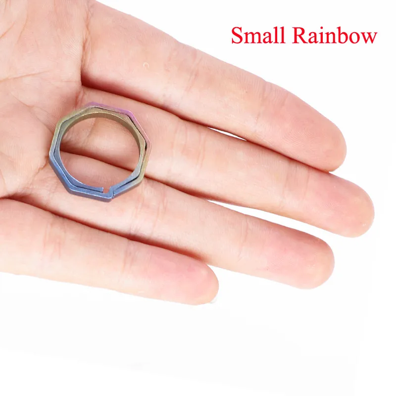 Small rainbow Титановый восьмиугольный брелок для ключей TC4 Ti, карманный крючок, брелок для ключей, многофункциональный инструмент, набор зажимов для кемпинга, походов, edc, зубчатая Пряжка, гаджет - Цвет: Small rainbow