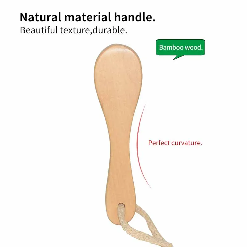 YOULU wooden short handle cleaning brush natural bristle pedicure soft for massage oil hand wash foot Дом и сад