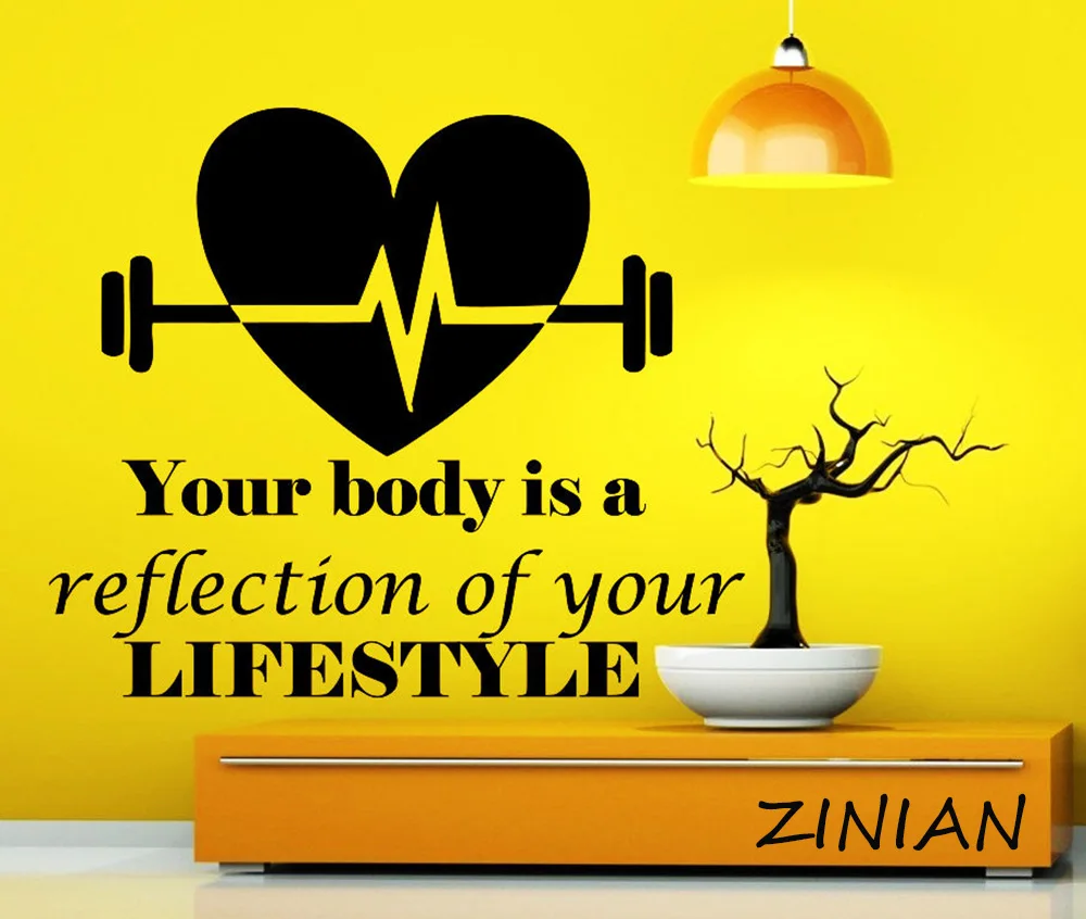 

Sport Wall Decals Quote Fitness Body Decal Vinyl Sticker Gym Mural Bedroom Art Decor Lifestyle Health Wall Stickers Heart Z509