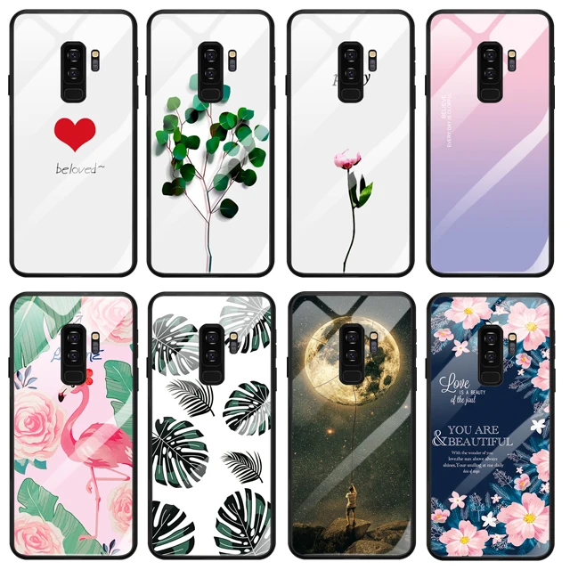 Trendy Owl Heart Space Gradient Pattern Tempered Glass Case For Samsung Galaxy S9 S8 Plus Note 8 Cover Coque Fundas |